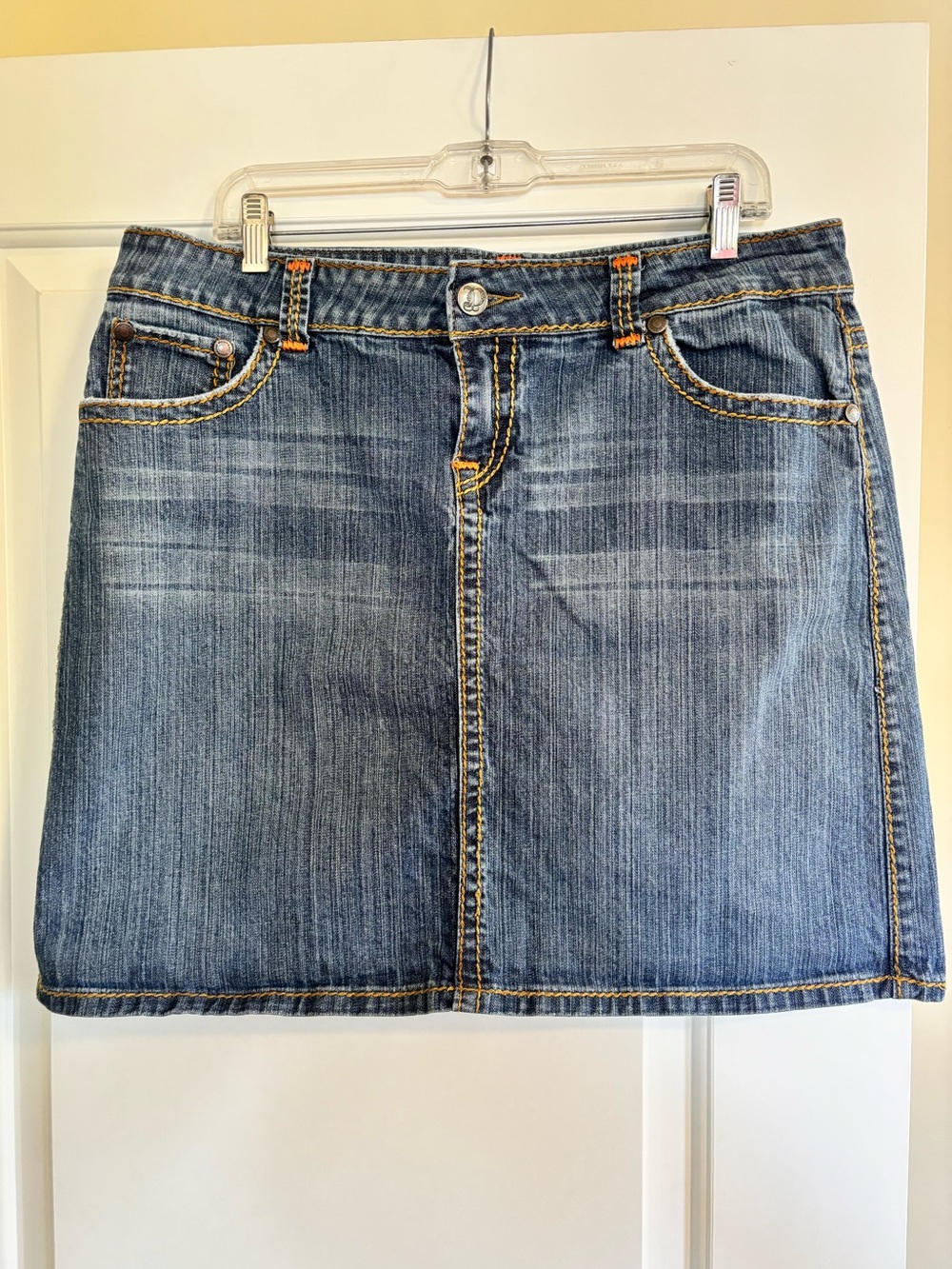 Washed Blue Denim Skirt - Women's